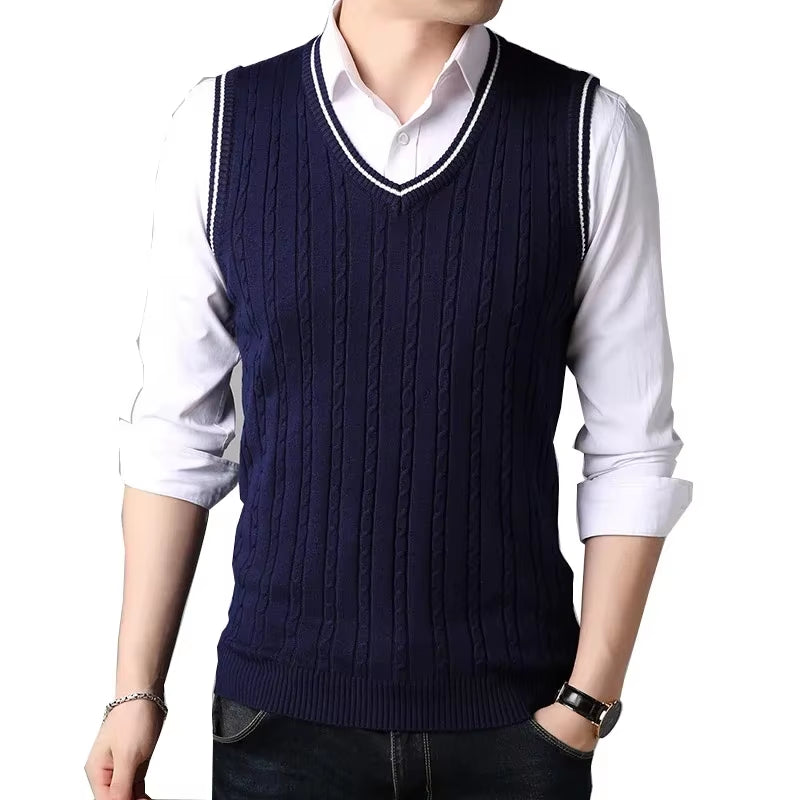 Men Clothes 2025 Autumn Winter New Classic Slim Sweaters V-Neck Sleeveless Sweater Mens Knitwear Sweater Vest for Men