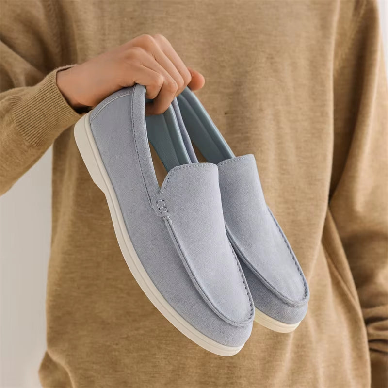 Men Flat Loafers 2025 Frosted Suede Flat Shoes Comfortable Non Slip Fashion Loafers Lightweight Trendy Outdoor Casual Shoes