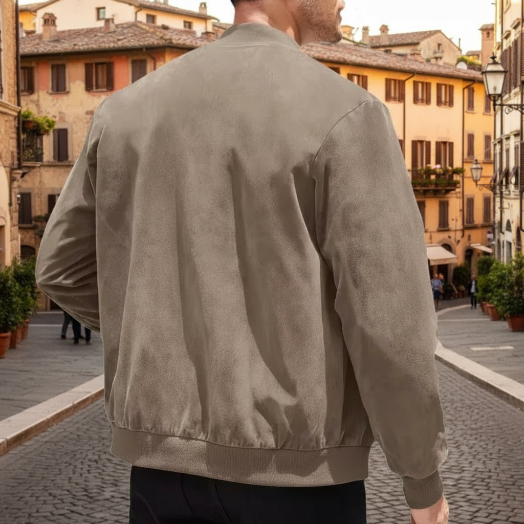 Suede Solid Color Zipper Jacket Casual Vintage Long Sleeve Cardigan Jacket Men Sky Jacket Varsity Jacket Men Clothing