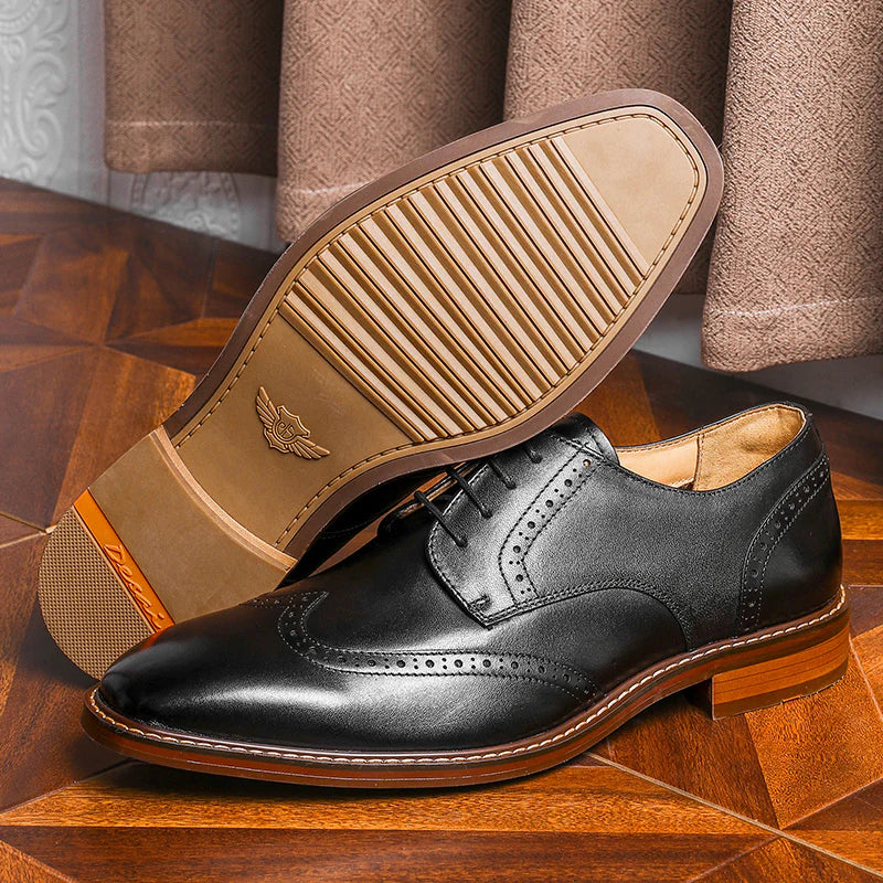 Desai Men'S Genuine Leather Business Derby Shoes Carved British Brogue Shoes Formal Wear Pointed Toe Handmade Footwear OS6603